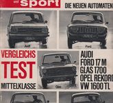 auto motor sport Heft 26 Dezember 1965 Test Audi Glas 1700 Opel Rekord Ford 17M