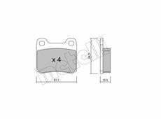 Bremsbelagsatz Hinterachse Metelli 22-0092-1 (ohne verschleißkontakt) Mercedes-Benz E-Klasse (W124) 124 Coupe (C124) A0004209820 0004209820