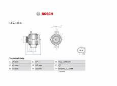 Generator Bosch (ohne Pfand) Bosch 0986049660 Mercedes-Benz A-Klasse (W168) Vaneo (414) A6681540102 A668154010280 A6681540202 A668154020280 A6681540302 A668154030280 6681540102 668154010280 6681540302 668 154030280