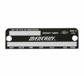 Mercury Cougar Typenschild 67-69 Stirnseite Fahrertür (Blanko) Door Data Plate