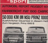auto motor sport Heft 14 Juli 1965 Test Fiat 1500 Cabrio NSU Prinz Peugeot 404