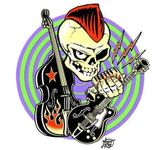 Aufkleber Rocker Vince Ray Skull Psycho Rockabilly Guitar Slap Bass Punk Kustom