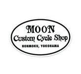 MOON Custom Cycle Shop Oval Sticker Harley Honda Suzuki Enfield Bopper Chopper 