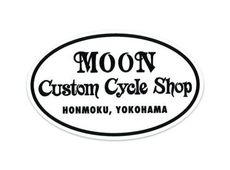MOON Custom Cycle Shop Oval Sticker Harley Honda Suzuki Enfield Bopper Chopper 