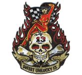 Aufnäher Patch Sweet Unlucky 13 Race Checkered Flag V8 Vince Ray Race Kustom Car