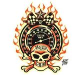 Aufkleber Sticker Throttled Vince Ray Nautic Raceflag Speed Hot Rod Skull Bones