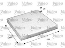 Filter, Innenraumluft 'VALEO ESSENTIAL' | Valeo, Breite: 205 mm, Höhe: 25 mm Länge: 280 mm