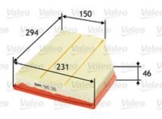 Luftfilter | Valeo, Breite 1: 231 mm, Form: eckig Gewicht: 0,36 kg