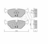 Bremsbelagsatz Metelli 22-0180-0 Hinterachse (ohne Verschleißwarnanzeiger) BMW 3er (E36) Oe Nr 34211160340 34211160341 34211160533 34211161455 34211161456 34211162446 34211162447 34211165233 34211165235 34212157617 34212157621 34216761238