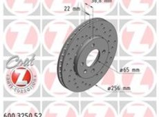 Bremsscheibe 'SPORT COAT Z' | Zimmermann, Außendurchmesser: 256 mm, Bremsscheibenart: außenbelüftet Bremsscheibenart: Gelocht
