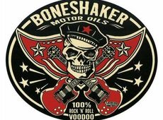 Aufkleber Boneshaker Oil, Vince Ray Guitar Schädel Rocknroll Nautic Star Motoröl