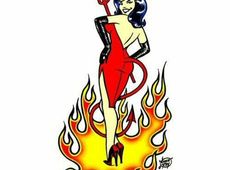 Aufkleber Lady Devil Girl Vince Ray Teufel Pin Up Betty Rock´n Roll Oldschool 