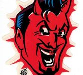 Devil Head Aufkleber von Vince Ray Teufel Satan Gehörnte 666 Hölle Hell Rocking