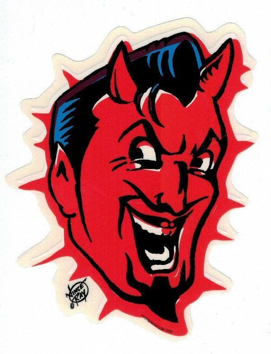 Devil Head Aufkleber von Vince Ray Teufel Satan Gehörnte 666 Hölle Hell Rocking 