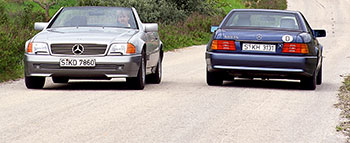 Seine moderne, aber keineswegs modische Linie mit angedeuteter Keilform wies 1989 so weit in die Zukunft, dass der Mercedes SL der Baureihe R 129 die Idee des Luxus-Roadsters bis ins 21. Jahrhundert beschleunigte  Foto: Daimler AG