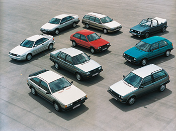  Im Jahr 1988 war das Modellprogramm von VW noch überschaubar  Foto: Volkswagen