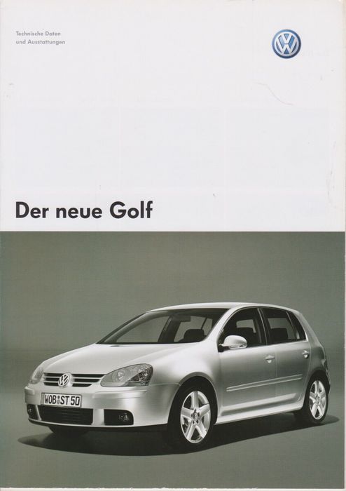 Prospekte & Kataloge  Prospekt VW Golf 5 Modell 2004 Technische