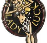 Mooneyes Ansteck-Pin, Lady Luck Eightball Anstecker Pin Up Badge Button Ace Cats