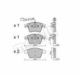 Bremsbelagsatz Vorderachse Metelli 22-0552-1 VW T5 Bus (7HB, 7HJ, 7EB, 7EJ) T5 Multivan (7HM, 7HN, 7HF, 7EF, 7EM, 7EN)  Oe Nr 7H0698151A 7L6698151F