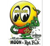Mooneyes Moon &  Rat Fink Aufkleber Go with Moon Herkules Hot Rod Custom Race V8