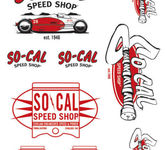 So-Cal Speedshop Aufkleber Socal Hot Rod Custom Race 9-teilig Bonneville Vintage